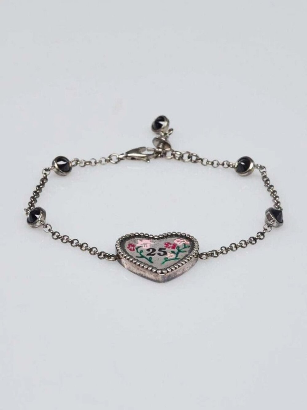 Gucci Silver Metal Bosco & Orso Heart Bracelet